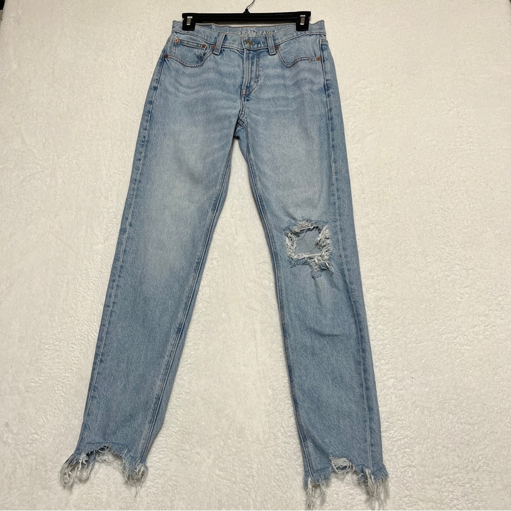 American Eagle 90s Skinny Jeans Distressed Light Wash Stretch Size 2 Regular